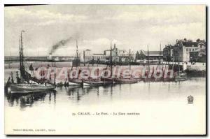 Old Postcard Calais The Port Maritime Station