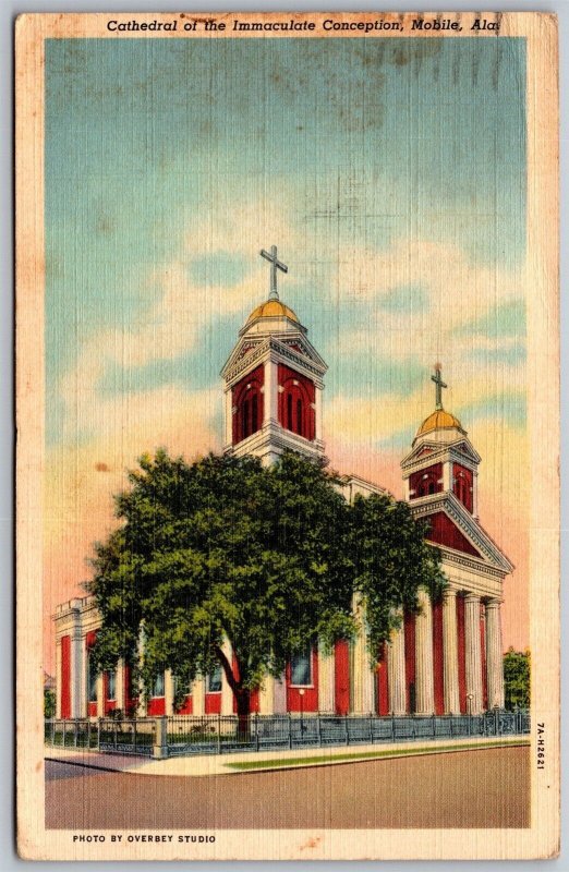 Vtg Mobile Alabama AL Cathedral of Immaculate Conception Catholic 1940s Postcard