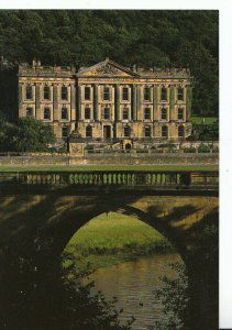 Derbyshire Postcard - View of The House and Bridge - Chatsworth - Ref TZ295