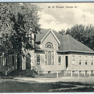 c1910s Tonica, IL Methodist Episcopal M.E. Church Postcard Collotype Photo A48