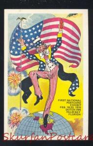 PALM BAY FLORIDA NATIONAL POSTCARD EXHIBIT UNCLE SAM PATRIOTIC POSTCARD