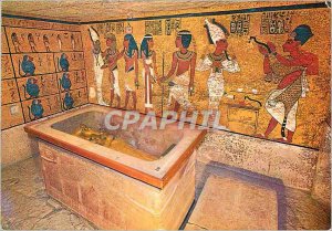 Postcard Modern Luxor Valley of the Kings sarcophagus in the tomb of Tutankhamen