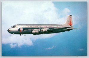 Aviation~Miami FL~Eastern Airlines Douglas DC-4 In Flight Scene~1950s Postcard