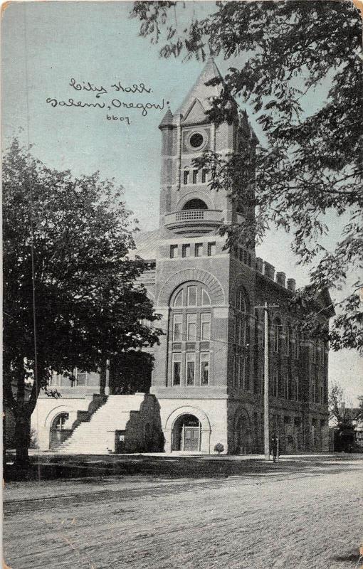 A35/ Salem Oregon Or Postcard 1915 City Hall Building