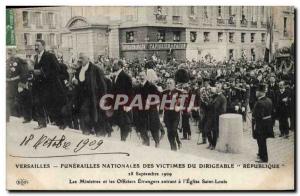 Postcard Old Versailles national Funerals of victims of Airship Republic Egli...