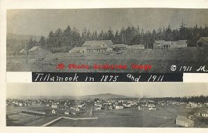 OR, Tillamook, Oregon, RPPC, City Scenes In 1875 & 1911, MultiViews, Photo