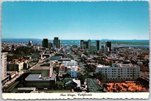 Downtown Area San Diego California CA Beautiful Bay Visible On Horizen Postcard