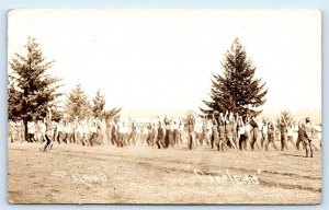 RPPC CAMP LEWIS, Washington WA ~ WWI Military CALISTHENICS 1917 Boland Postcard