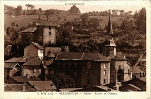 CPA OLLIERGUES - Église - Écoles et Chateau (106045)