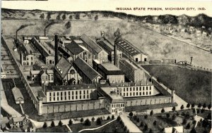Postcard IN Michigan City Indiana State Prison Aerial View ~1910 H3