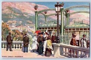 Monte Carlo Morocco Postcard Elevator c1910 Unposted Antique Oilette Tuck Art