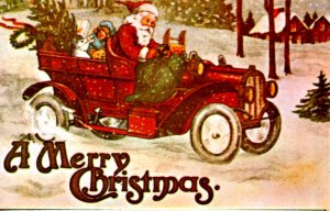 Greeting - Christmas. Santa Claus in Automobile  (Reproduction)