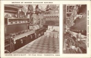 Marietta OH Leader Restaurant Interior Postcard