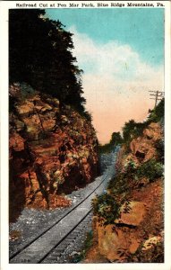 Railroad Cut at Pen Mar Park, Blue Ridge Mountains PA Vintage Postcard L71