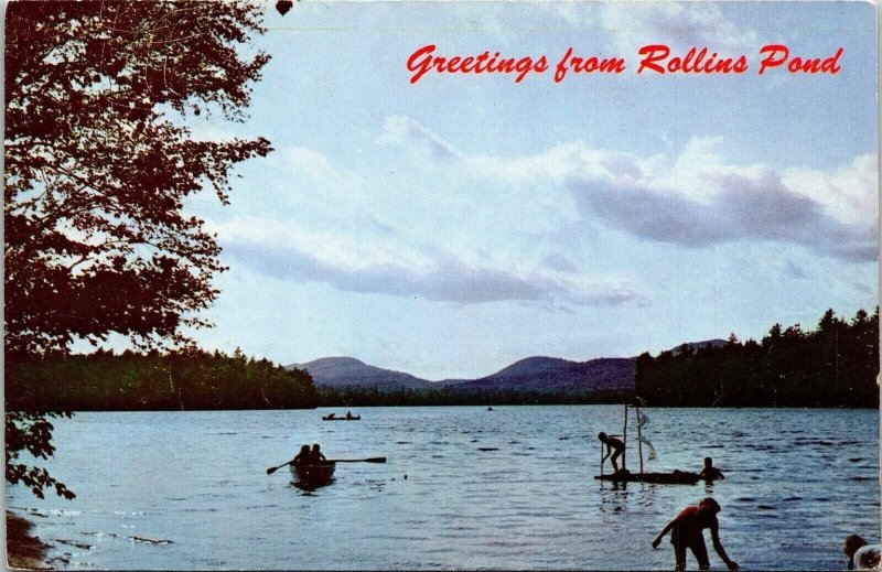 Greeting Rollins Pond Fish Creek Public Camp Site Old Boat VTG Postcard UNP 