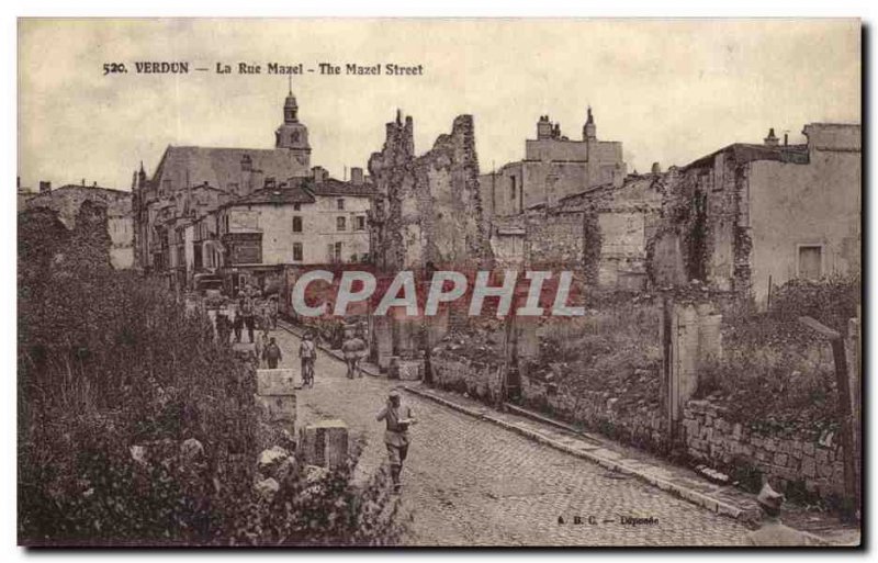 Old Postcard Verdun La Rue Mazel Army