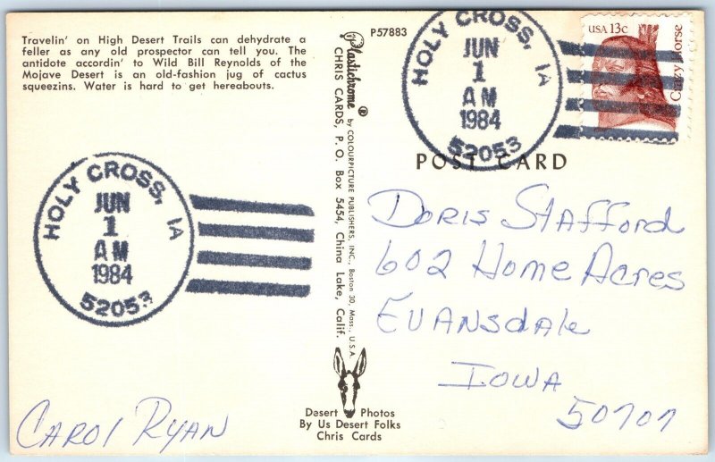 1984 Holy Cross, IA Post Office Cancel Postcard Town USPO Postal History A268