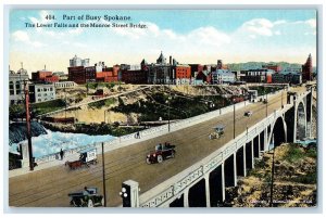 c1910 Part Busy Spokane Lower Falls Monroe Street Bridge Washington WA Postcard