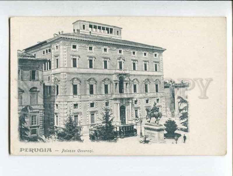 287137 ITALY PERUGIA Palazzo Cesaroni TRAMS Vintage postcard