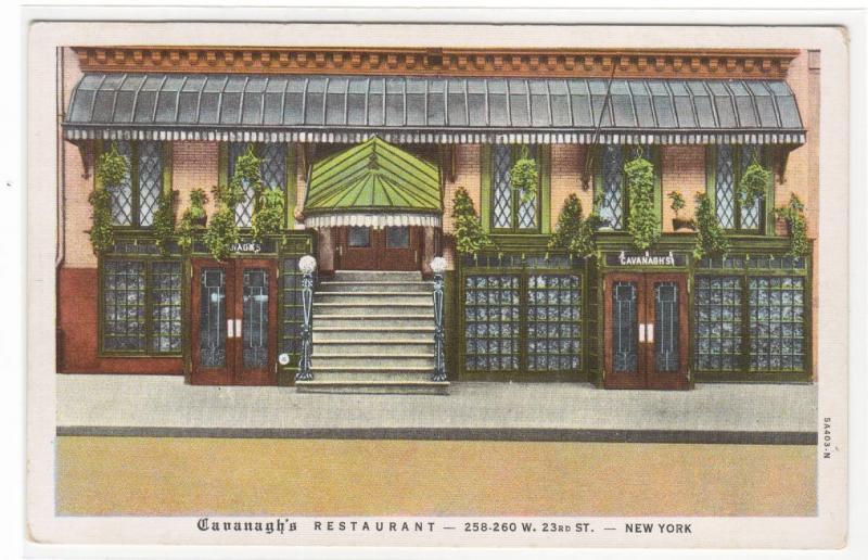 Cavanaugh Restaurant New York City NYC NY linen postcard