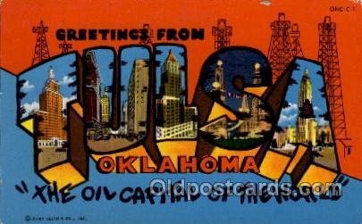 Tulsa, Oklahoma Large Letter Town Unused light wear close to grade 1, light s...