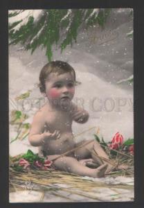 3118260 BABY Kid in Snow Vintage PHOTO tinted PC