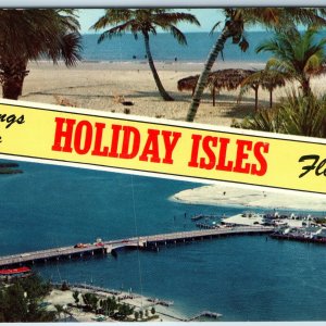 c1960s Holiday Isles, FL Greetings Fish Bridge John's Pass St Petersburg PC A256