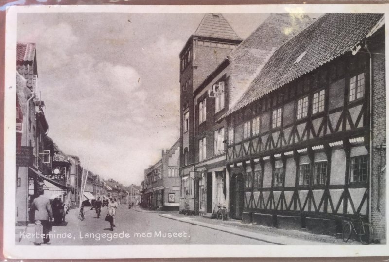 Vintage Postcard Street Scene of Langegade Museum in Kerteminde Denmark