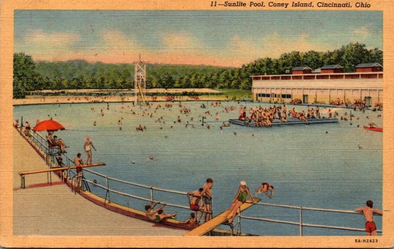 Ohio Cincinnati Sunlite Pool Coney Island Curteich