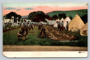 RPPC  US Army Infantry Soldiers in Camp  1903 Springfield Rifle c1910   Postcard