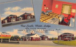 New Castle Delaware Motor Lodge Multiview Linen Antique Postcard K33484