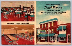 K43/ Lemoyne Pennsylvania Postcard Linen Dutch Pantry 3View Kemberling 374