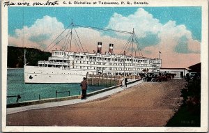 1930s TADOUSSAC P.Q. CANADA S.S. RICHELIEU CRUISE SHIP HORSES POSTCARD 29-124