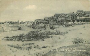 Bathing Beach Madison Hotel Madison Connecticut Colotype 1944 Postcard 21-4300