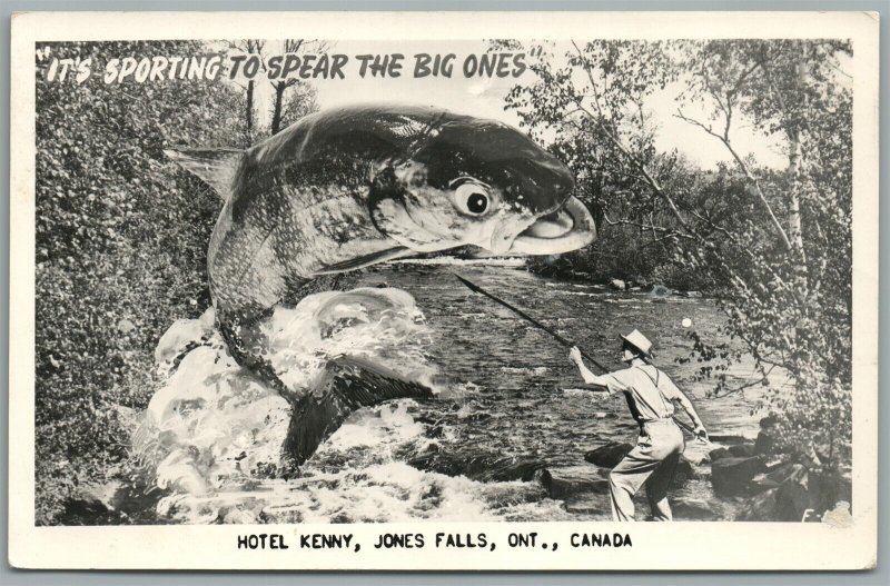 CANADA JONES FALLS ONT. HOTEL KENNY EXAGGERATED VINTAGE REAL PHOTO POSTCARD RPPC