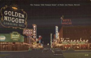 Las Vegas NV Fremont St. - Nice Linen Postcard