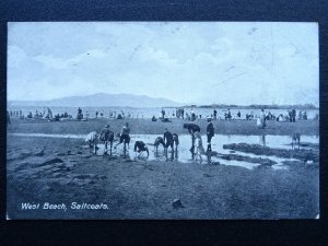 Scotland SALTCOATS West Beach CHILDREN PLAYING - Old Postcard by Davidson