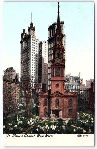 1911 Saint Paul's Chapel New York City Religious Bldg. Landmark Posted Postcard