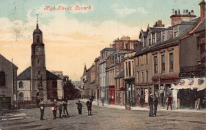 Scotland 1907 Lanark High Street vintage postcard