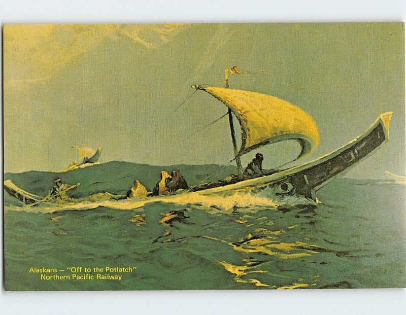 Postcard  Alaskans Off To The Potlatch By Lawrence, Northern Pacific Railway