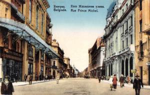 Belgade Serbia Rue Prince Michel Antique Postcard J53896