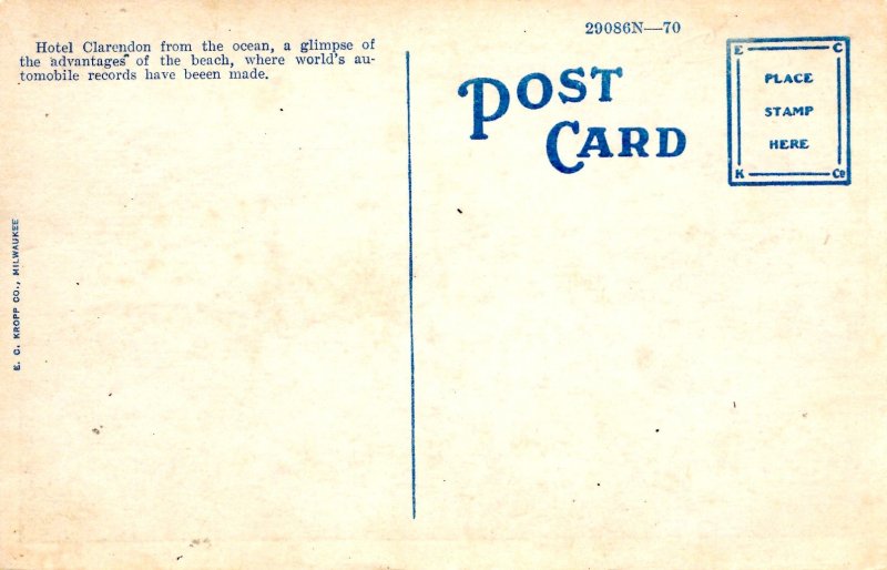 Seabreeze, Florida - Hotel Clarendon from the Beach - c1925