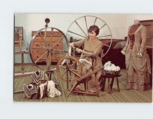 Postcard A wool spinning demonstration Mennonite Museum Archives Kalona Iowa USA