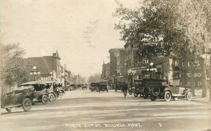 Postcard RPPC Montana Billings North 27th Street automobiles 23-4525