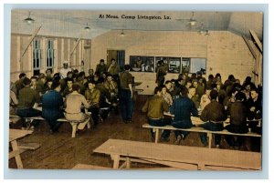 c1940's At Mess Camp Livingston Louisiana LA, Army Military Camp WWII Postcard 