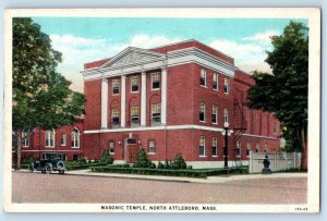 1920 North Attleboro Massachusetts MA Vintage Postcard Masonic Temple Building