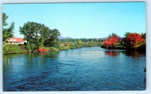 2 Postcards JACKMAN, Maine ME ~ Moose River & EMMANUEL EPISCOPAL CHURCH c1960s