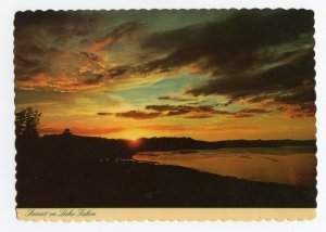 Postcard Sunset Over Mile High Lake Tahoe Nevada Continental View Card 