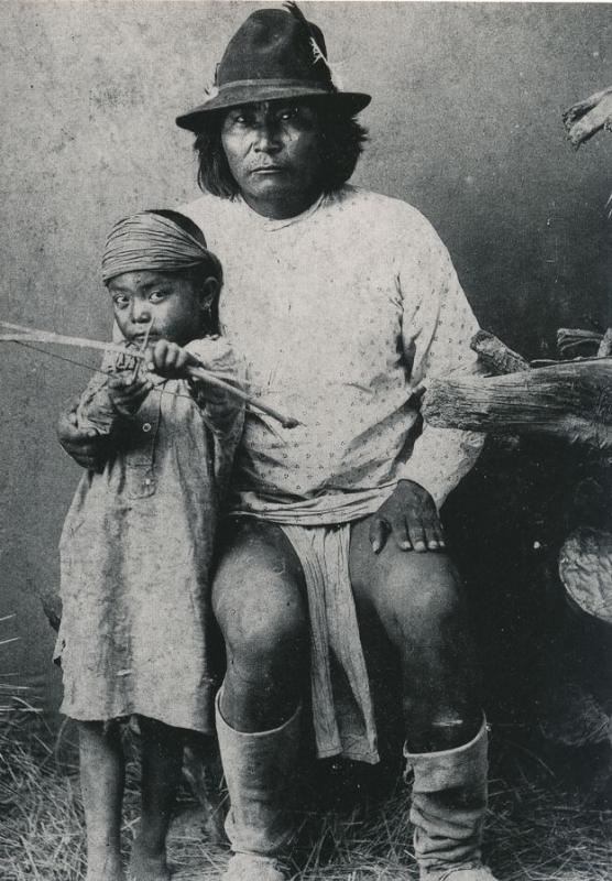 White Mountain Apache Chief and Son Indian circa 1895 Western USA - Recent Print