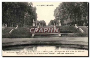 Saint Cloud Old Postcard The park Stairs from the terrace of the & # 39orange...